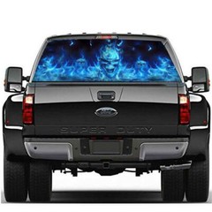 Car Rear Window Back Flaming Skull Vinyl Tint Graphic Decal Sticker 147CMx46CM