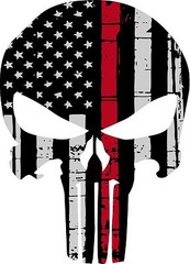 3″ Punisher Skull American Flag Firefighter Red Line Decal Sticker Graphic USA