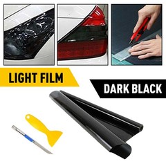 12″x72″ Gloss Dark Black Tint Headlights Fog Lights Sidemarkers Vinyl Film