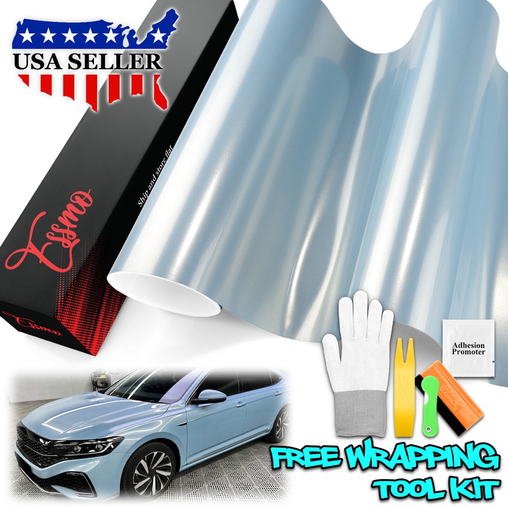ESSMO PET Super Gloss Metallic Crystal Blue Vehicle Vinyl Wrap Decal Like Paint