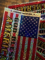 Lot 5 GLOSSY Glitter Mylar STICKER American Flag Sticker God Bless 🇺🇸 America