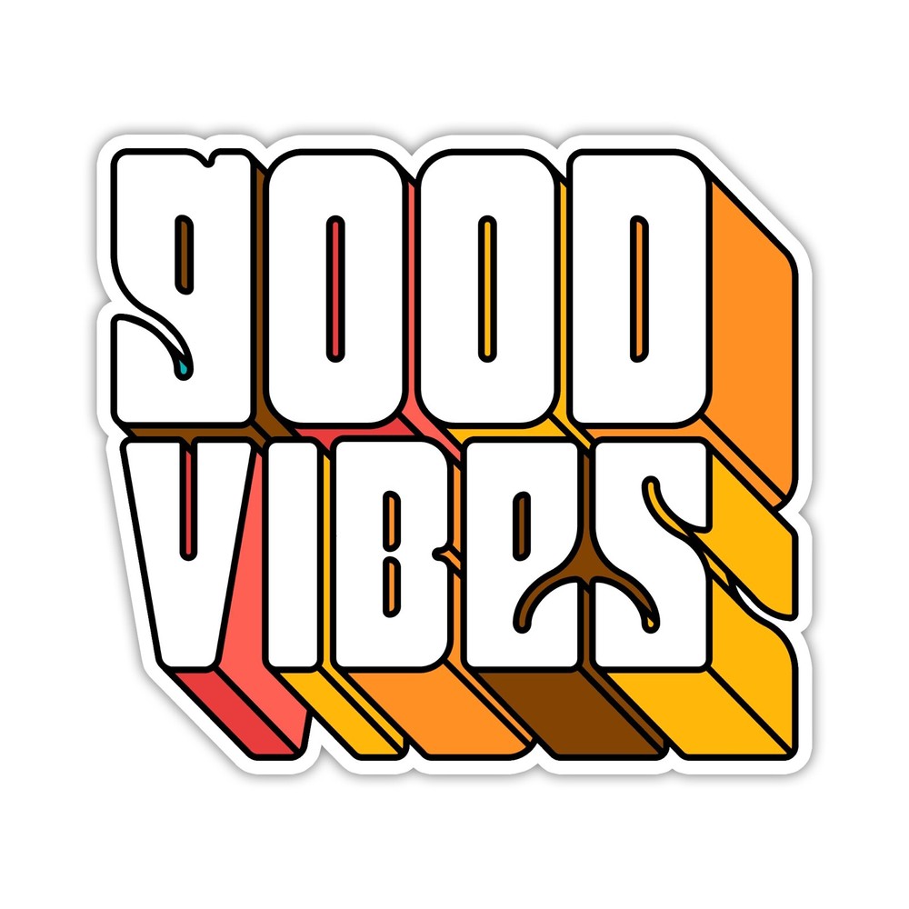 70’s Good Vibes Sticker Groovy Retro Laptop Cup Car Vehicle Window Bumper Decal