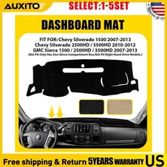 Dashboard Cover for 07-13 Chevry Silverado 1500 2500 3500HD Dash Mat Black 1-5X