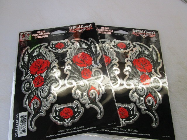 2 PACK LETHAL THREAT TATTOO ROSE GLITTER VINYL DECAL STICKER 6″x7″ LT88734