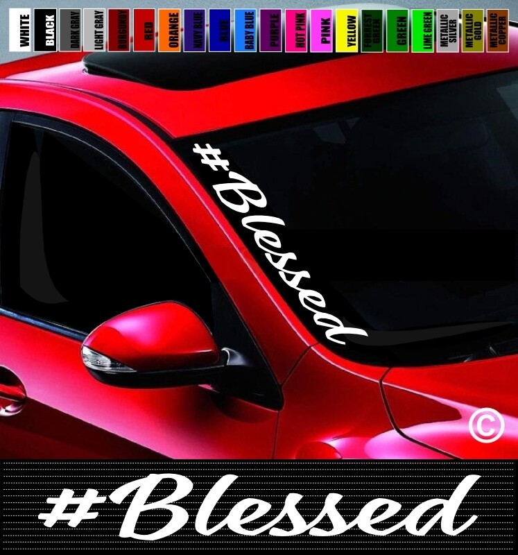 20″ Blessed #2 Hashtag Christian Car Decal Sticker Side Windshield Banner JDM
