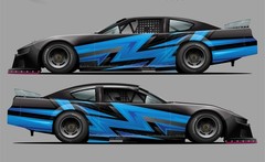 Teal Race Car Side Wrap Decals Late Model, Street Stock, Modified #46