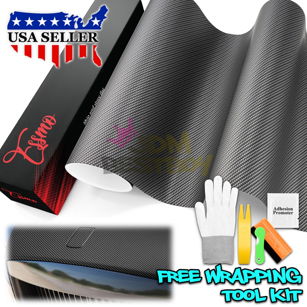 ESSMO PET 3K Ceramic Like Real Carbon Fiber Matte Black Silver Vinyl Wrap Decal