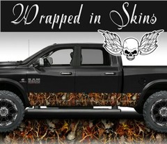 Human Skull Blaze MATTE Rocker Wrap Truck Wrap Skull Camouflage #04 26′ 6 Panel