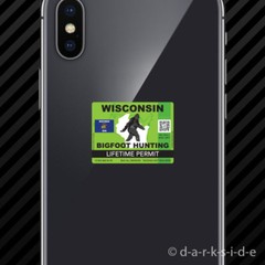 (2x) Wisconsin Bigfoot Hunting Permit Cell Phone Sticker Sasquatch Lifetime