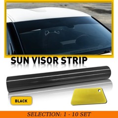 1-10X Black Vinyl Windshield Visor Sun Strip Windscreen Banner Bubble Free 150CM