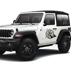 Compass with Mountains Car Body Rear Window Decal for Pickup Truck Boat Wall