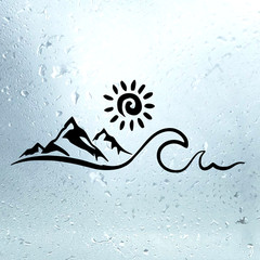 Mountain Sun Wave Decal | Nature Car Sticker | Beach Ocean Vinyl Adventure Gift