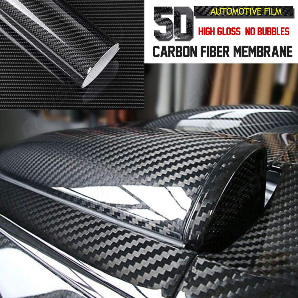 5D Glossy Carbon Fiber Vinyl Film Car Interior Wrap Stickers Auto Bubble-Free