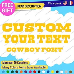 Sticker Vinyl Regular Custom Text Name Cowboy Fonts Lettering Die Cut Decals 651