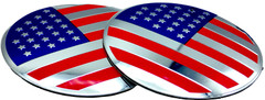2x American Flag Sticker Decal Fender Emblem Aluminum Dome Shape Car Truck 2.20″