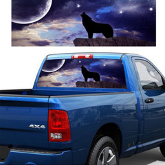 Car Pickup Rear Window Decor Decal 58X18″ Howling Wolf Pattern Sticker Accessory
