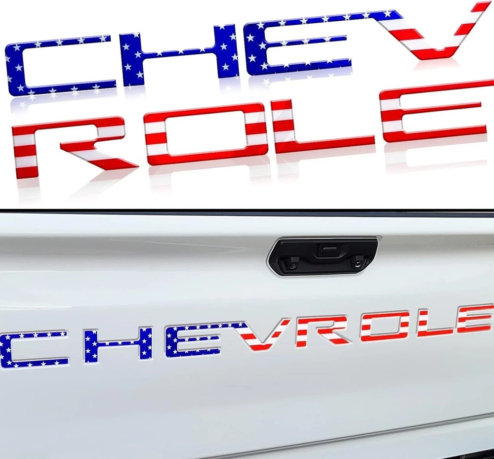 3D US FLAG DOMED RAISED TAILGATE LETTERS FOR SILVERADO 2019-2021