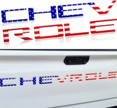 3D US FLAG DOMED RAISED TAILGATE LETTERS FOR SILVERADO 2019-2021