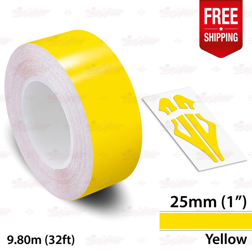 YELLOW 1″ 25mm Roll PIN STRIPE Car Striping Trim Line TAPE Decal Vinyl Sticker