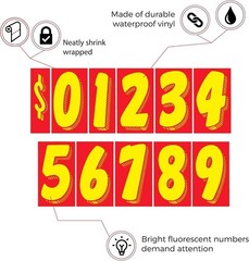 Vinyl Decals for Cars Red and Yellow Large Number Stickers 11 Dozen Windshiel…