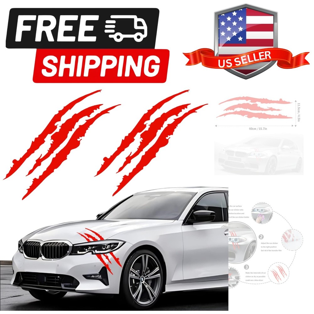 2PCS Claw Mark Decals for Cars,Headlight Car Sticker,Stripes Scratch Decal Vi…