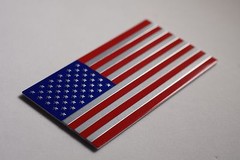 (8 Pack) Aluminum US American Flag Sticker Decal | Auto Car Emblem 3.15″x1.75″