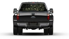 American Flag Camouflage Green Rear Window Perforated Graphic Decal Truck Cars