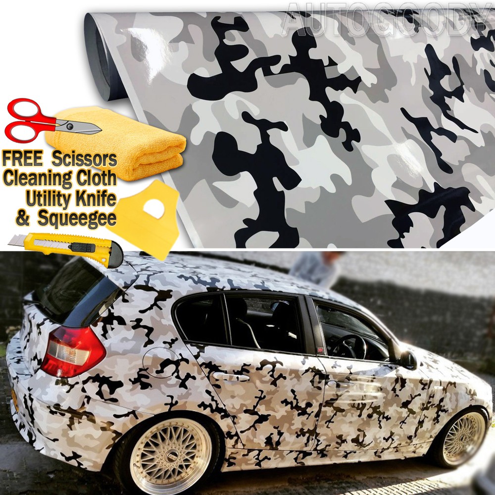 60″ x 60″ Snow Camo Camouflage Vinyl Film Wrap Decal Air Bubble Free 5ft x 5ft
