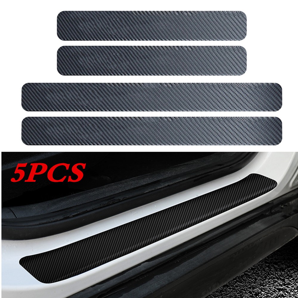 Car Trunk Door Sill Scuff Guard Plate Sticker Protector Anti Scratch Kick 5Pcs