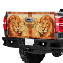 Lion Couple King & Queen Of The Jungle Anniversary Wedding Tailgate Wrap Decal