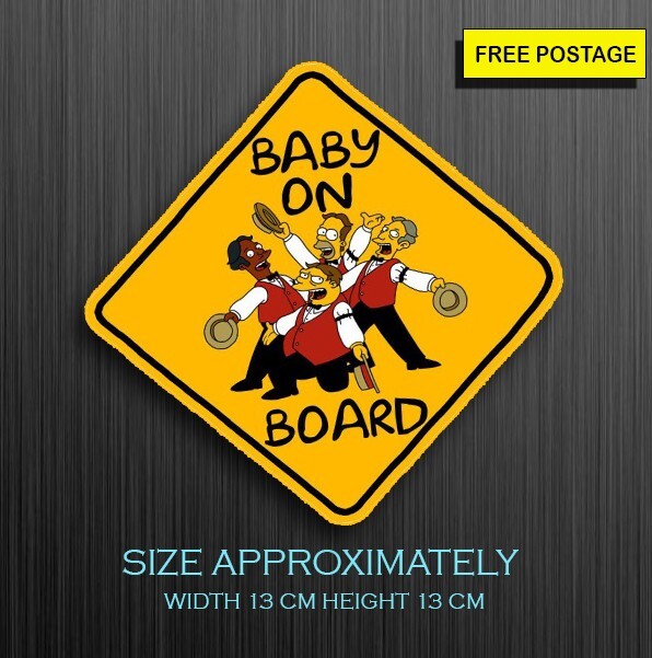 1 X Baby on board Suction cup sign, car baby sign, simpsons baby funny sign