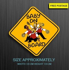 1 X Baby on board Suction cup sign, car baby sign, simpsons baby funny sign