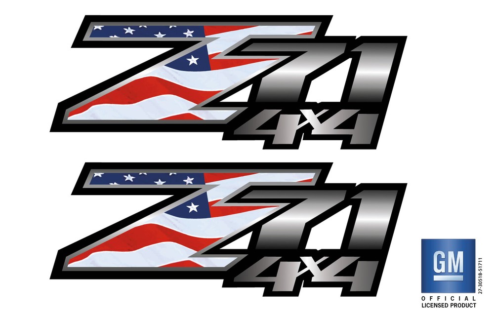 2007-2013 Chevy Silverado GMC Sierra American Flag Z71 4X4 Bed Decal Stickers