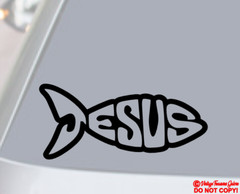 JESUS FISH Vinyl Decal Sticker Car Rear Window Wall Bumper CHRISTIAN FAITH GOD