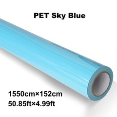 5FTx50FT PET Crystal Sky Blue Vinyl Wrap Self-Adhesive Air Release US Stock
