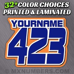 3 Motorcycle Number Name Plate Race Color Decals Sticker MX ATV SX BMX Bike Kart