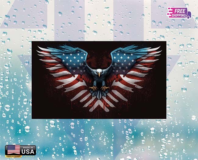 UNITED STATES EAGLE FLAG HONOR+ Vynil Decal 6 Years RESSI+LAMINATED Free Sticker