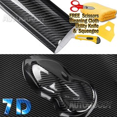 480″ x 60″ Super Gloss 7D Black Carbon Fiber Vinyl Air Bubble Free 40ft x 5ft 6D