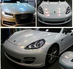 65FT x 5FT Glossy Pearl White Pink Chameleon Vinyl Whole Car Wrap Film Graphics