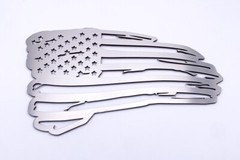 Distressed American Flag Decal Emblem – Brushed Stainless Steel (9″ x 5.5″)
