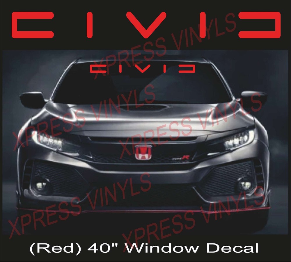 HONDA CIVIC 40″ Windshield Vinyl Decal Sticker Custom Vehicle Logo Window Car