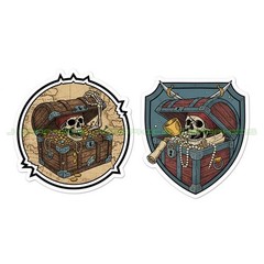 Treasure Chest Pirate Skull Vinyl Decal Sticker 2 Pack E