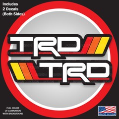 Tri-Color TRD Bedside Decal FITS on TOYOTA FJ40 FJ60 FJ80 Vintage Color