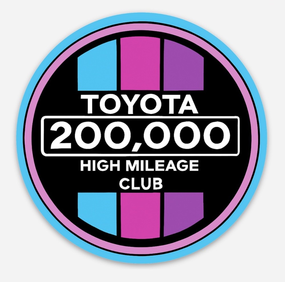 Retro TOYOTA High Mileage Club Vinyl Decal Sticker Tacoma Tundra 4Runner 3”