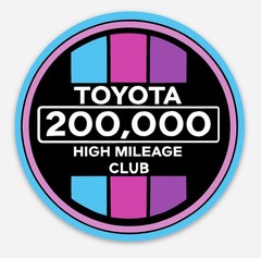 Retro TOYOTA High Mileage Club Vinyl Decal Sticker Tacoma Tundra 4Runner 3”