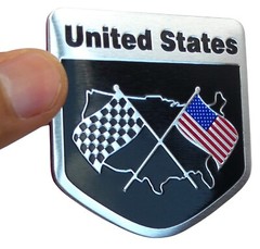 ALUMINUM United States Flag Decal Sticker Car, Motorcycle, Patriotic 2″ x 2″