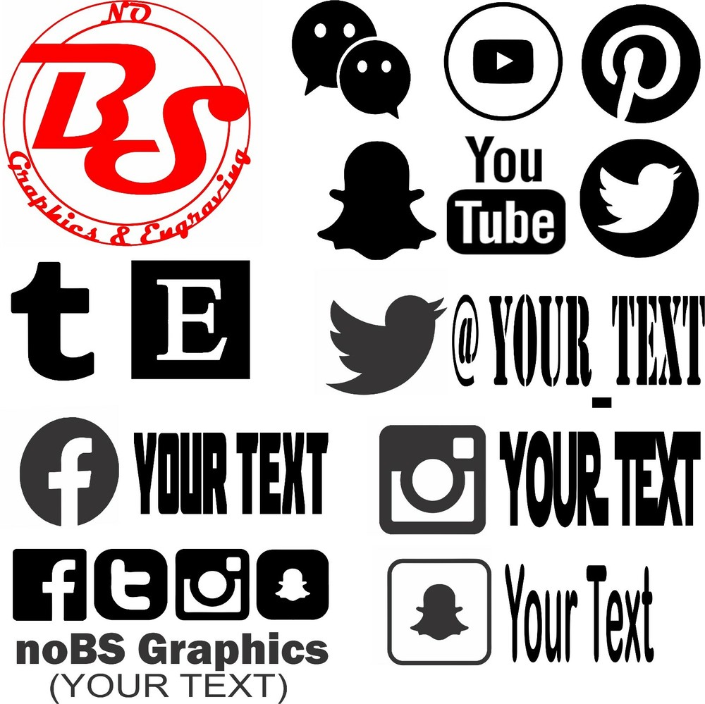 2 CUSTOM FACEBOOK USERNAME INSTAGRAM TWITTER PINTEREST SNAP Social Media noBS