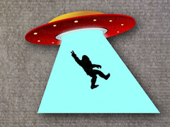 Alien UFO Abduction Bigfoot Sasquatch Funny Vinyl Sticker