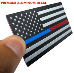ALUMINUM Thin Blue Red Line Decal Sticker Law Enforcement, Police, Firefighter