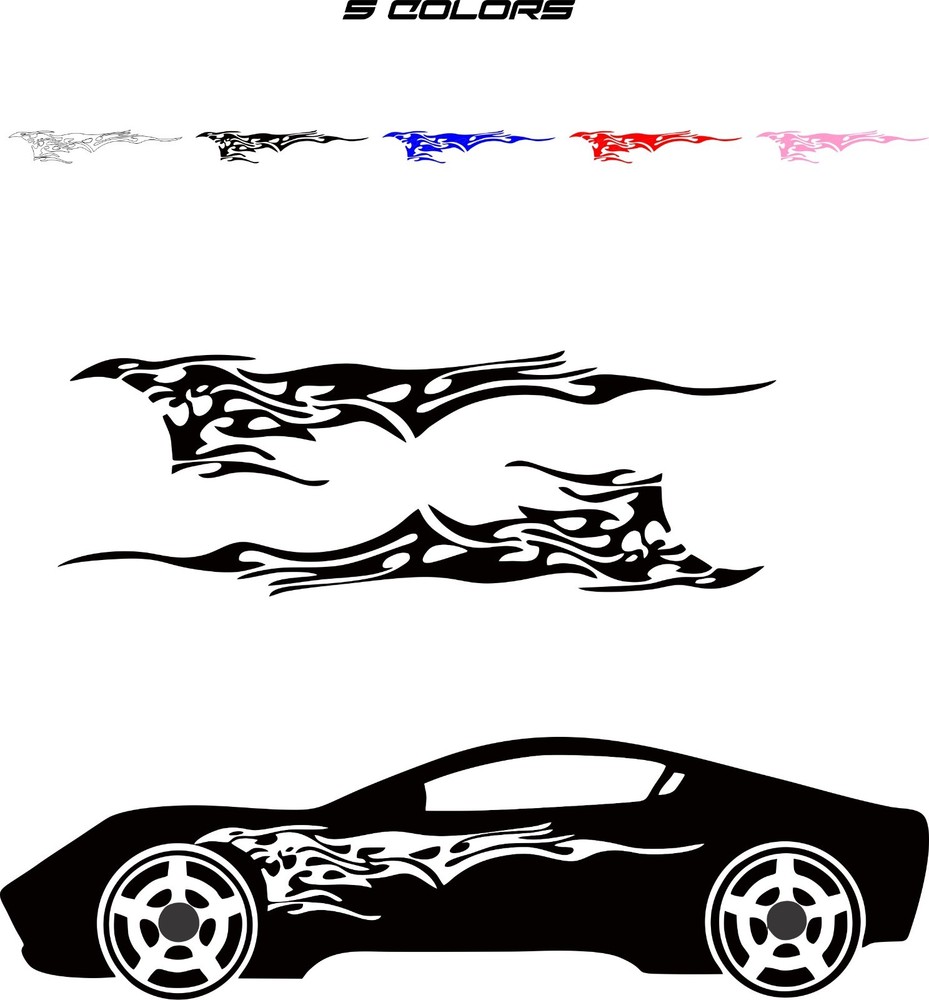 S12 Automotive vinyl side graphics decals 8″ x 55″